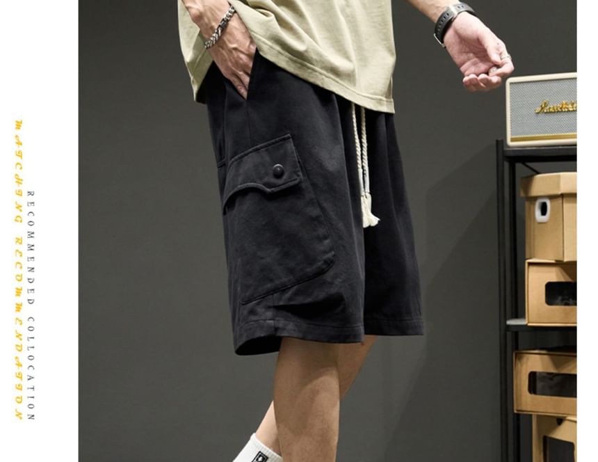 Urtishia - Effen cargoshorts met trekkoordtaille