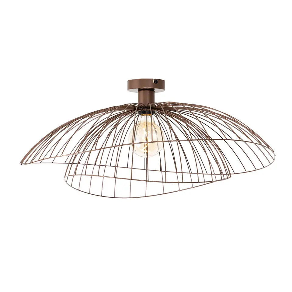 Qazqa plafondlampen pua bruin e27