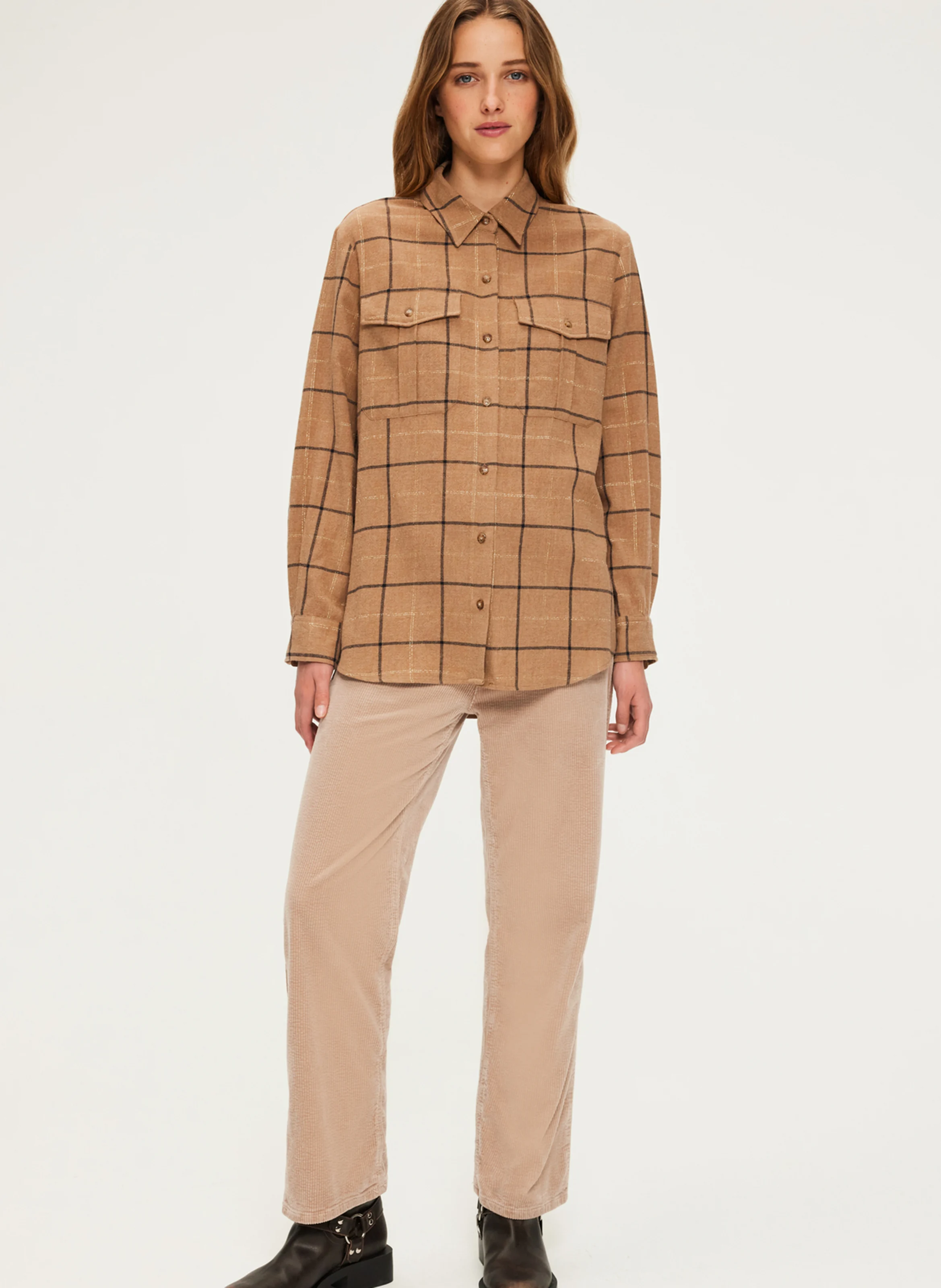 BEGONIE - Chemise droite à col classique| Marron
