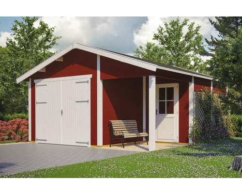 Enkele garage SKAN HOLZ Varberg 2 540 x 585 cm Zweeds rood