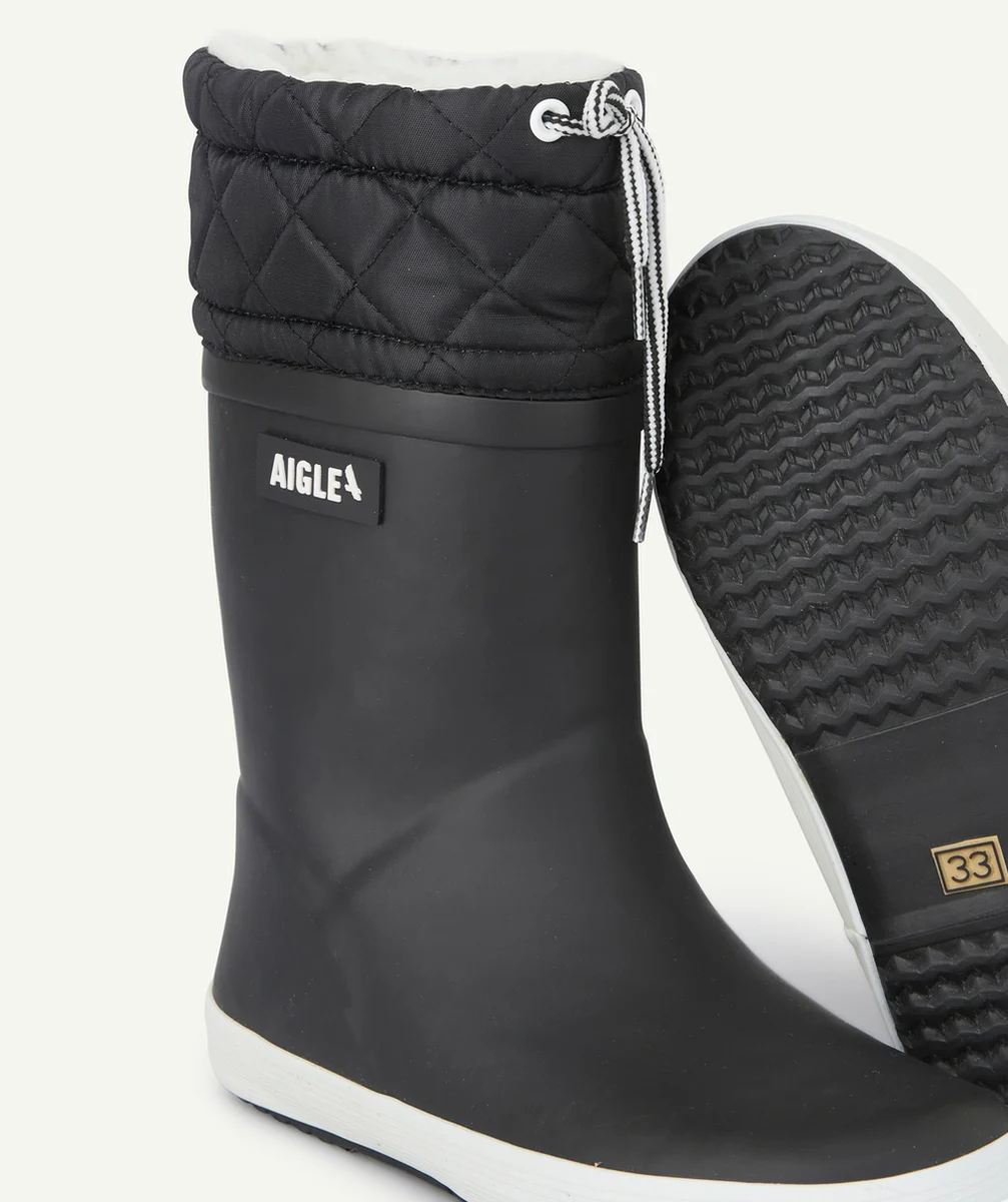 AIGLEBOTTES EN CAOUTCHOU NOIRES ENFANT FOURRÉES