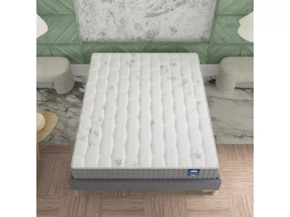 Ensemble matelas ressorts + sommier 120x190 cm ép. 25 cm à mémoire de forme