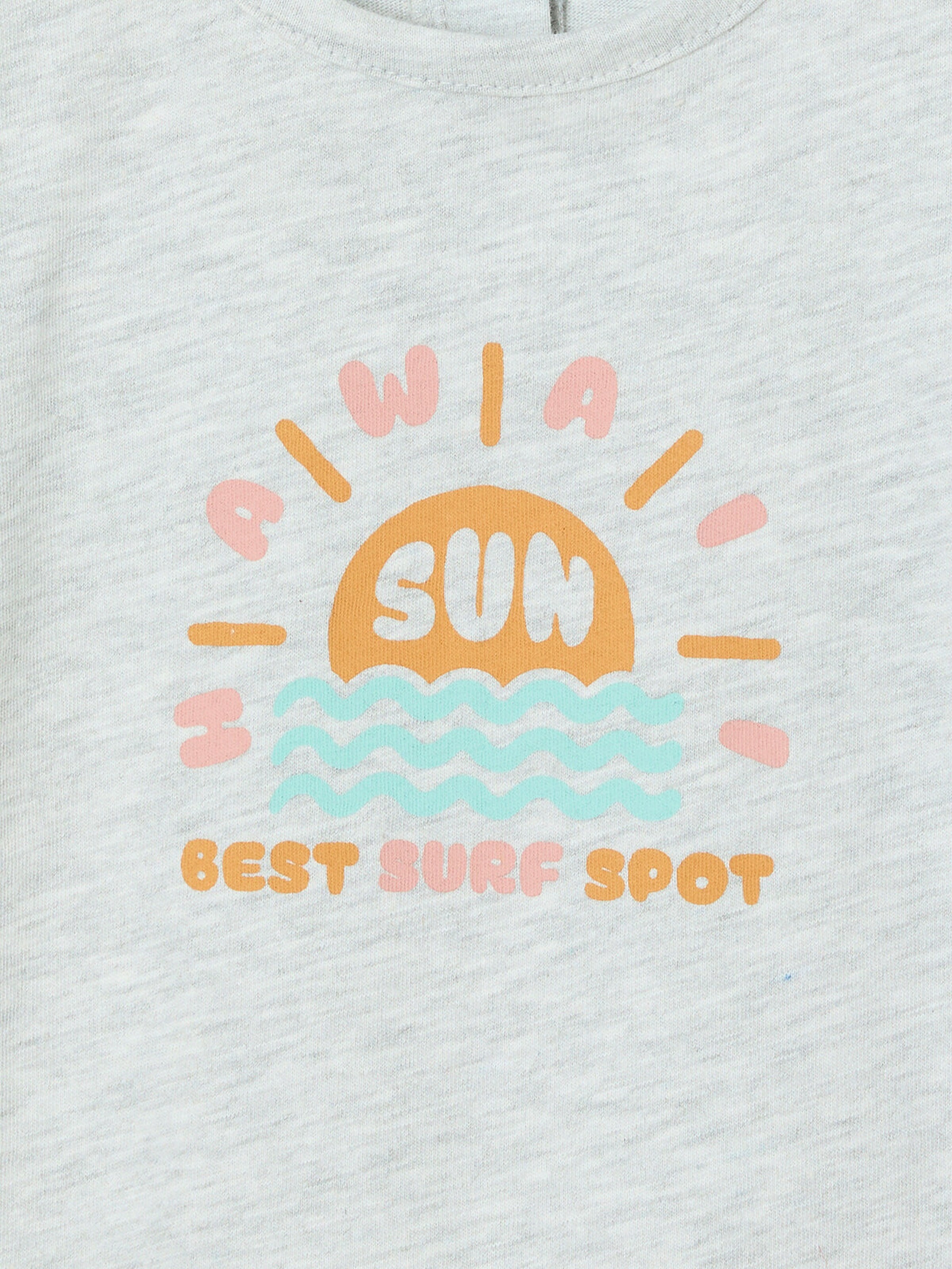 Vertbaudet Baby T-Shirt mit Hawaii-Print grau meliert