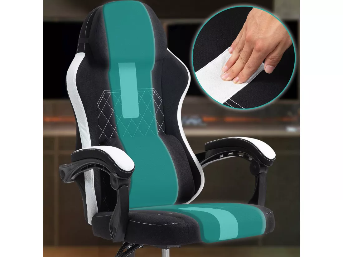 Chaise de bureau - Tissu & Plastique - Noir / Blanc - Miltona