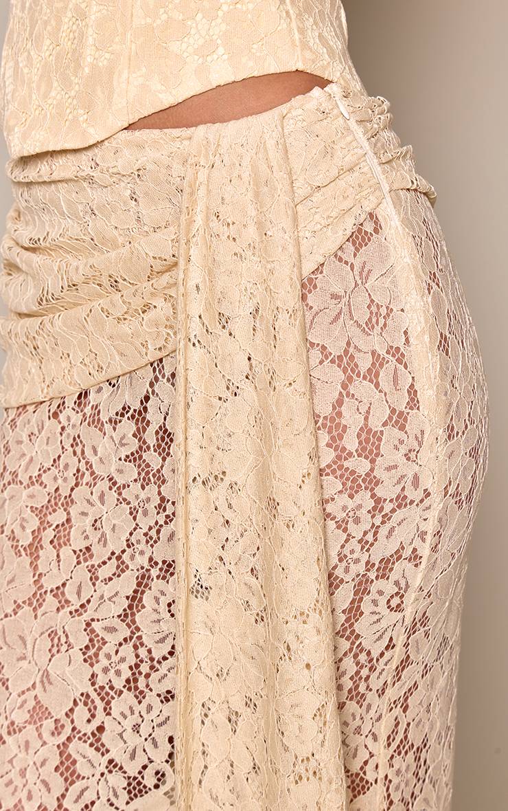 Citron Jupe Maxi Co-ord En Dentelle Avec Détail Drapé