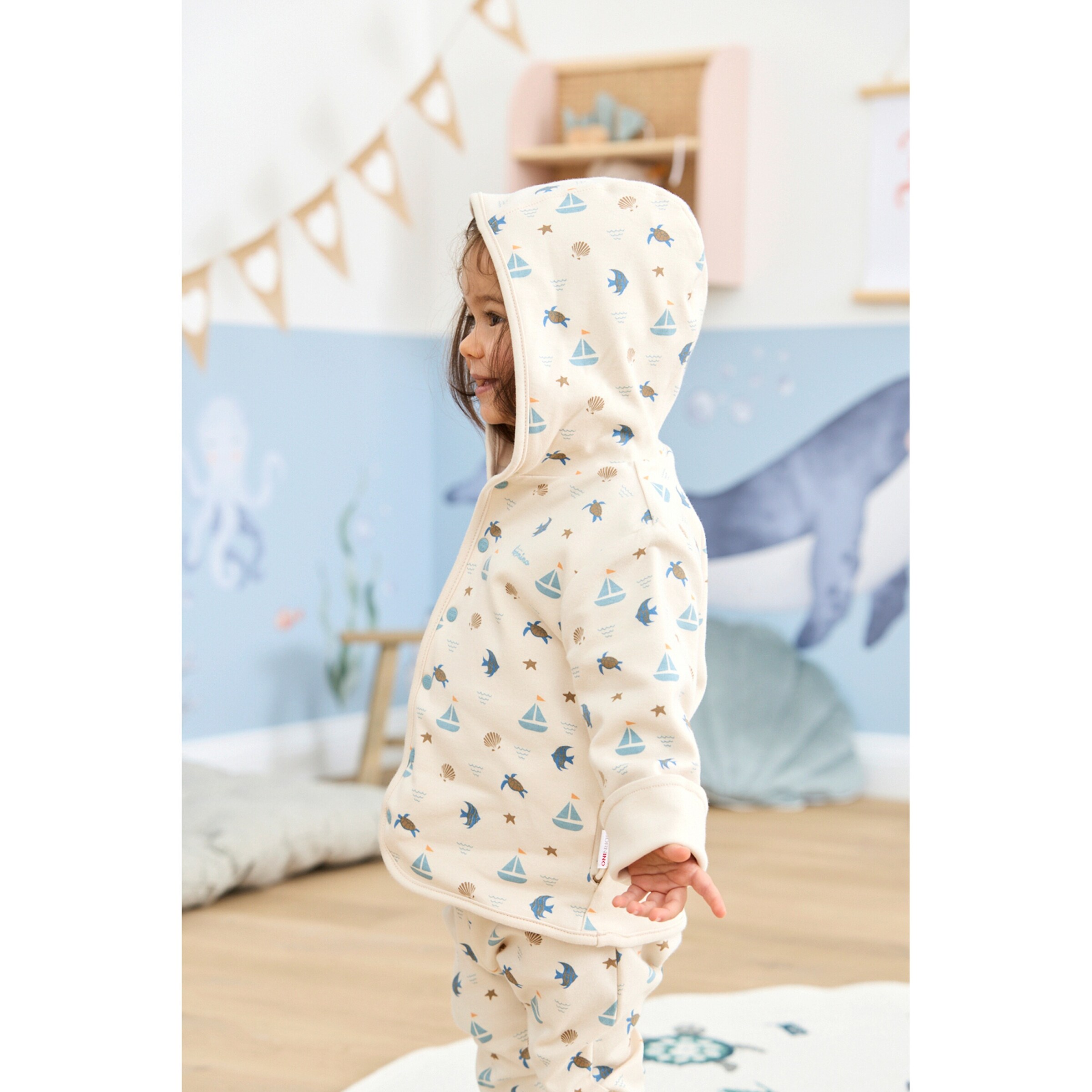 Bornino - Sea Life Wendejacke mit Kapuze Maritim natur/bunt