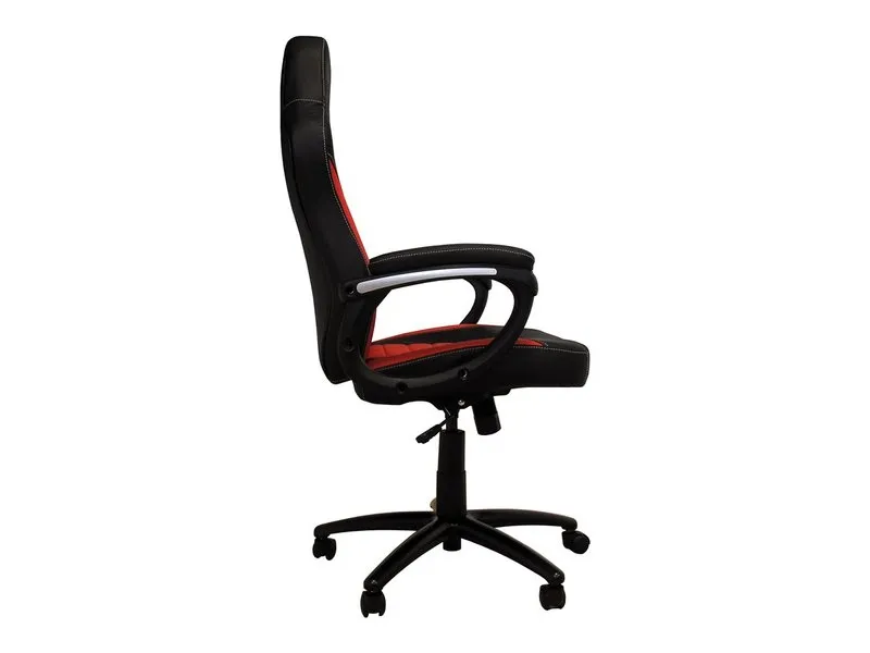 LC Power - Stol - armstøtter - vippe - drejeled - plastik, metal, skum, PU-behandlet læder - sort, rød