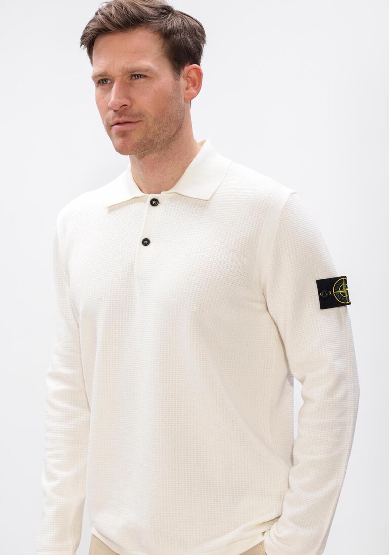 ecru stone island polo ls polo s01b2