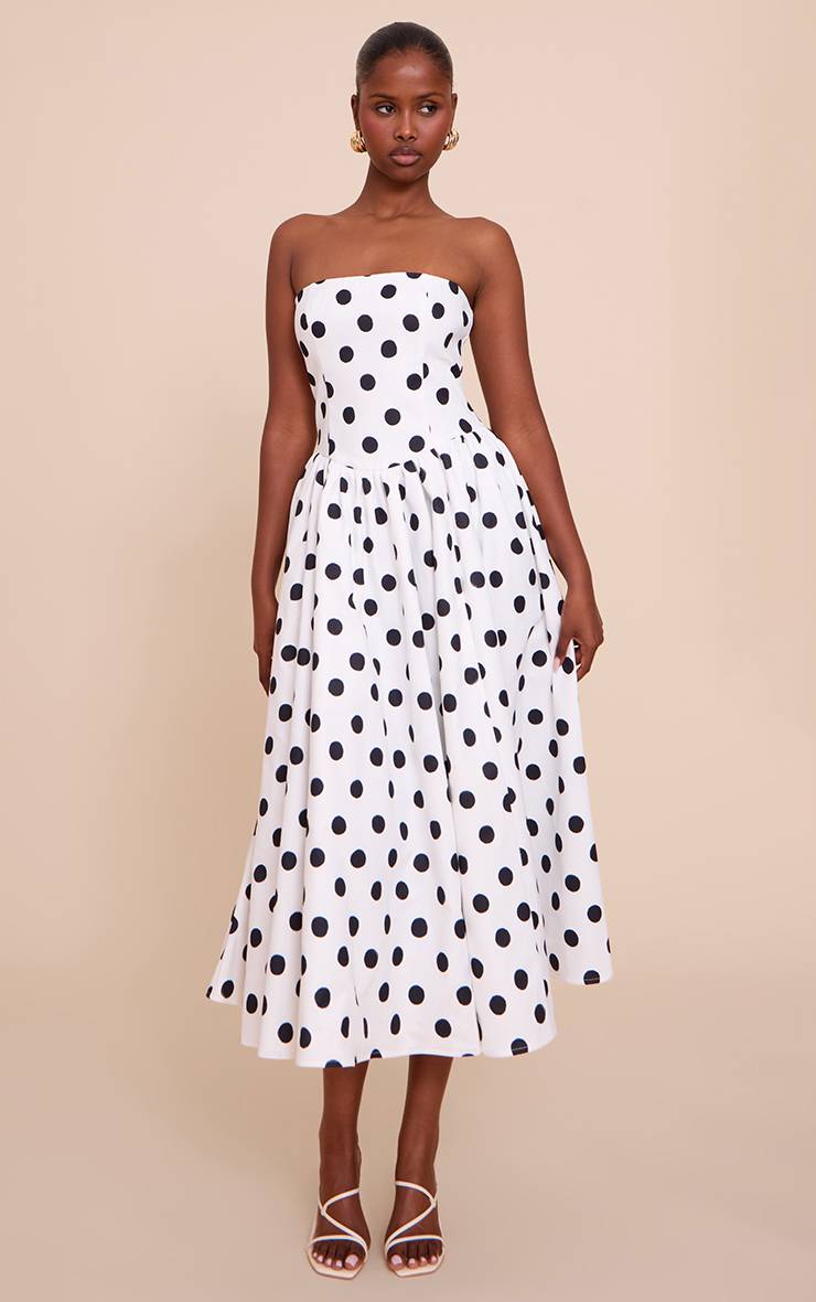 Monochrome Robe Patineuse Mi-longue À Bandeau Froncé En Tissu Tissé
