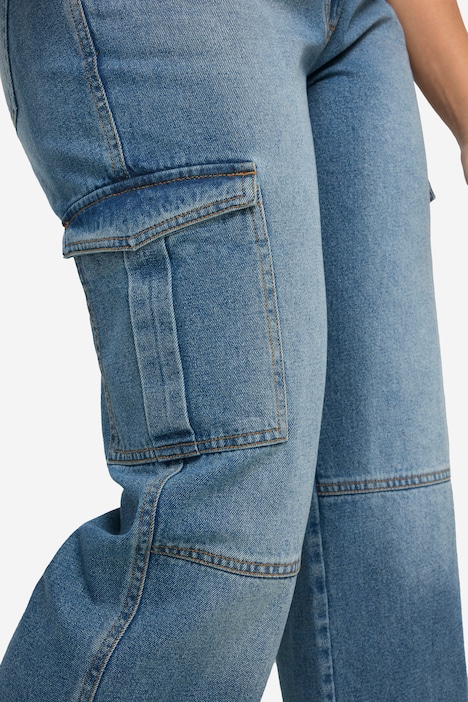 Cargojeans, Straight Fit, bleached, Cargotaschen, teilelastischer Bund