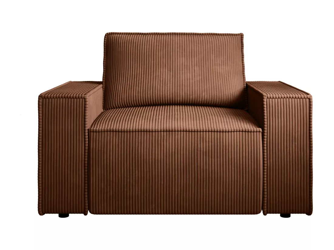 Fauteuil en velours côtelé terracotta foncé AMELIA