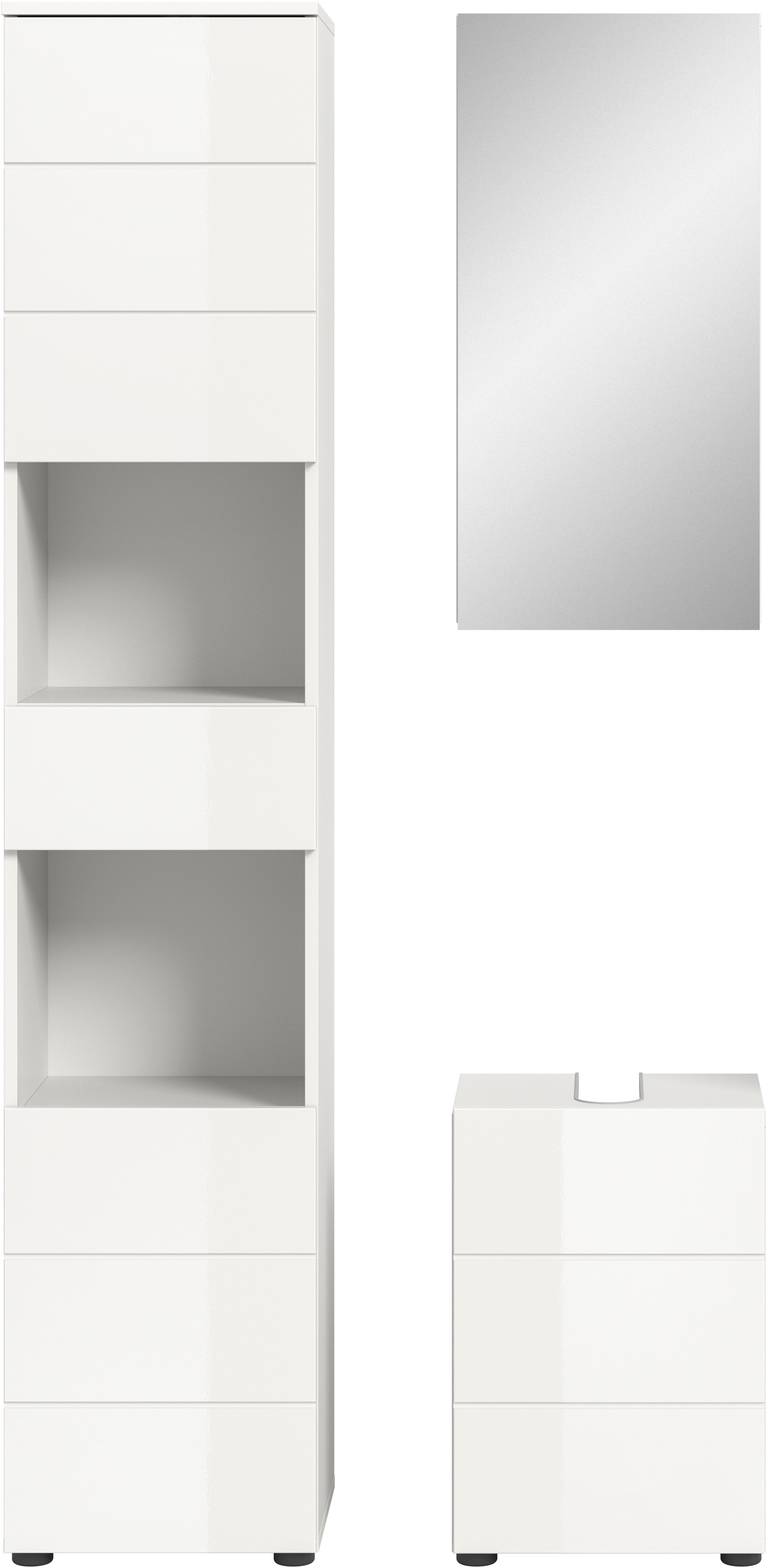 welltime Badmöbel-Set »Biel, Höhe 190 cm, Hochschrank, Unterschrank, Spiegelschrank« 3 Stk. tlg.