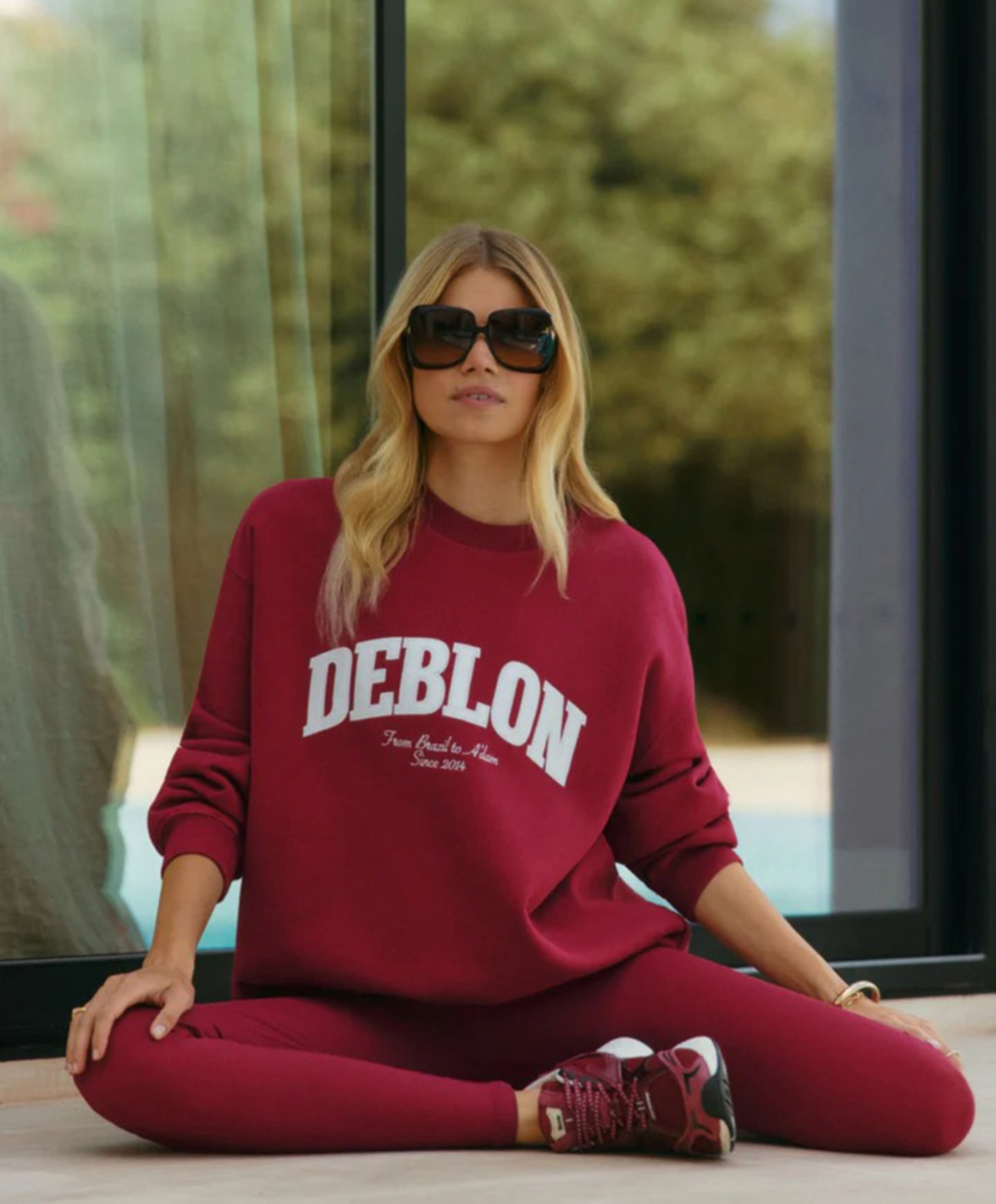 Deblon Sports Classic Leggings High Waistband dames tights rood