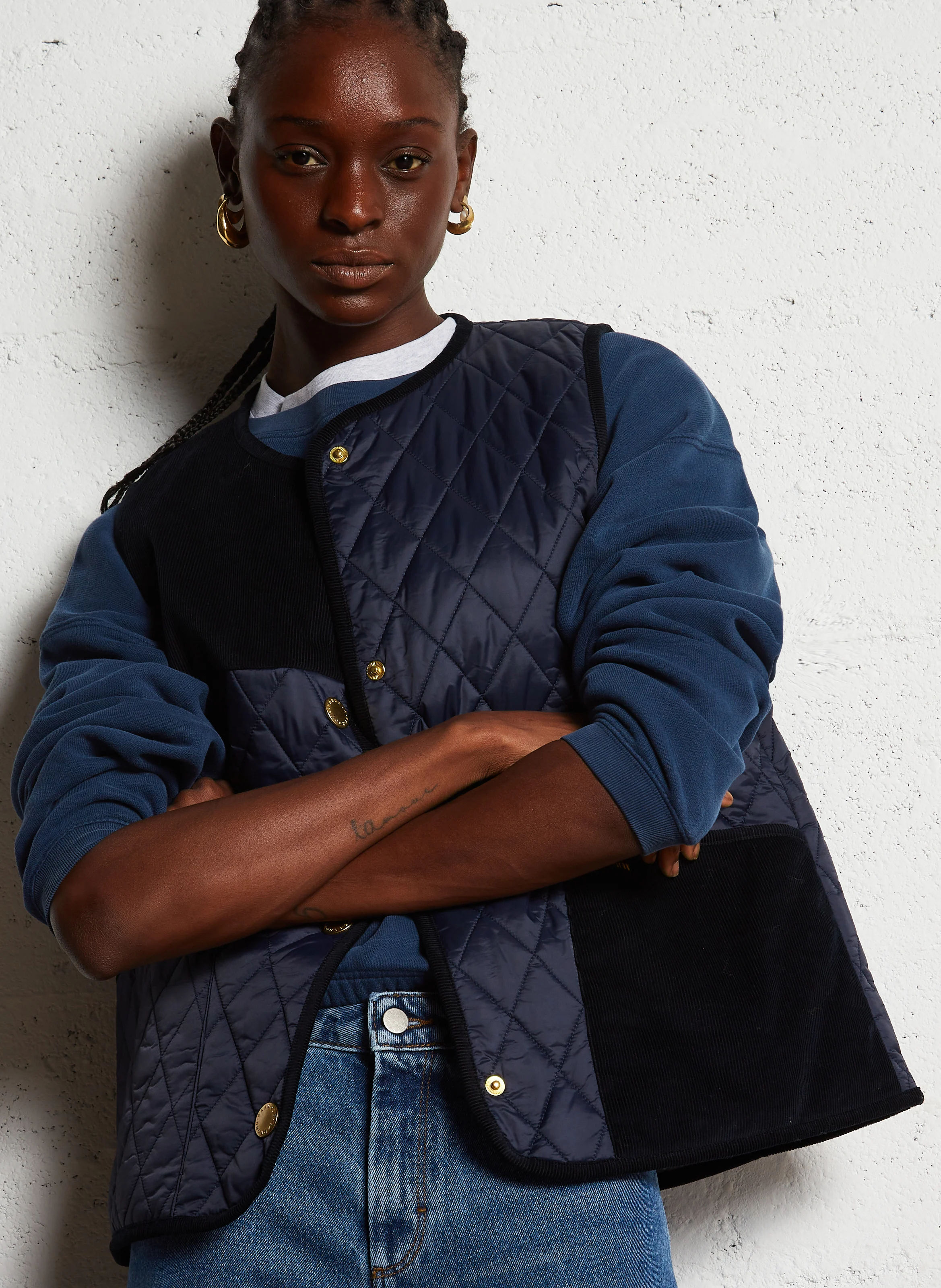 HEALY - Veste sans manches col rond en coton | Bleu