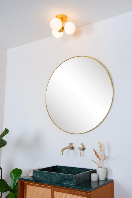 Lucide Trudy 3 plafondlamp Ø28 badkamer IP44 mat goud