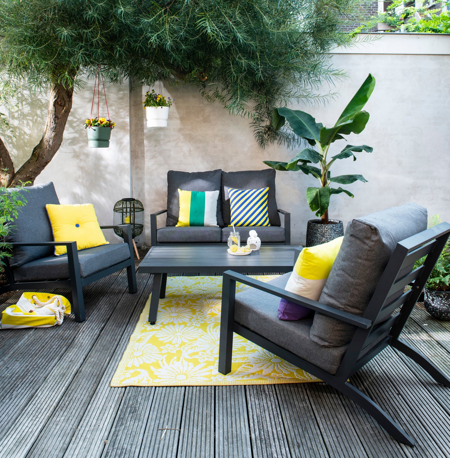 Tierra Outdoor 4-zits loungeset Lima antraciet