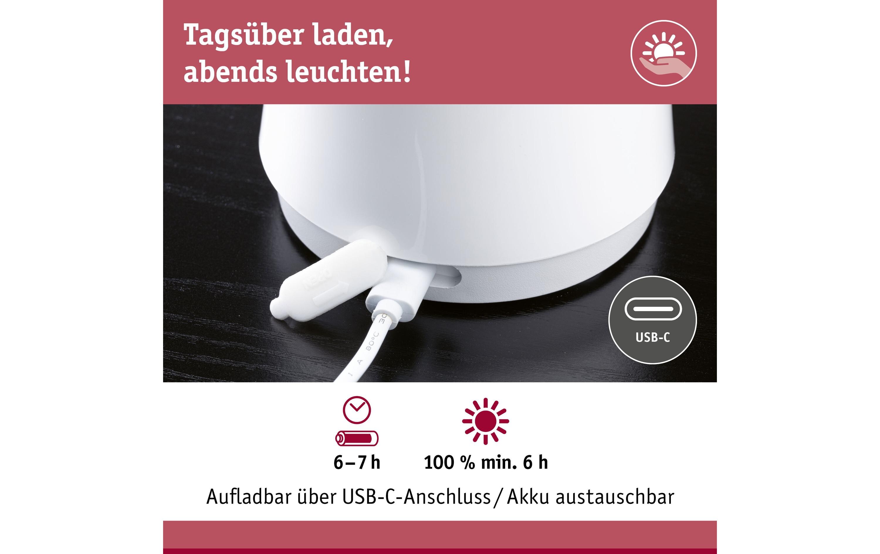 Akkuleuchte Onzo 3-Step-Dim IP44 2700K WeissLED Akkutischleuchte