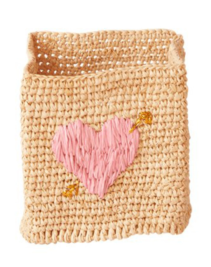Raffia-Korb SQUARE – HEART 3er-Set in natur