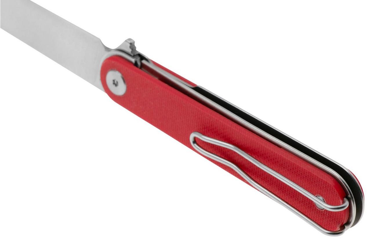 Real Steel Iris Flipper 8061AR Satin 12C27, Red G10, zakmes