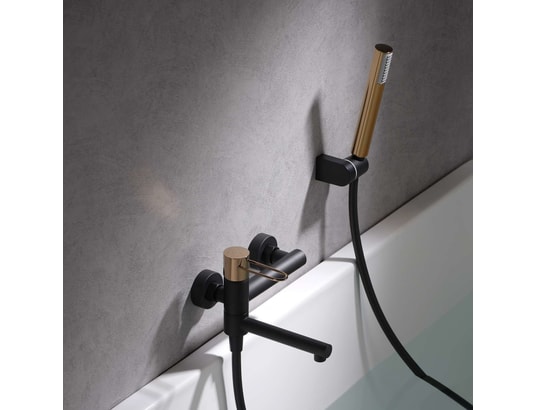 IMEX - Mitigeur de baignoire Ensemble bain douche noir mat/rose doré - milos