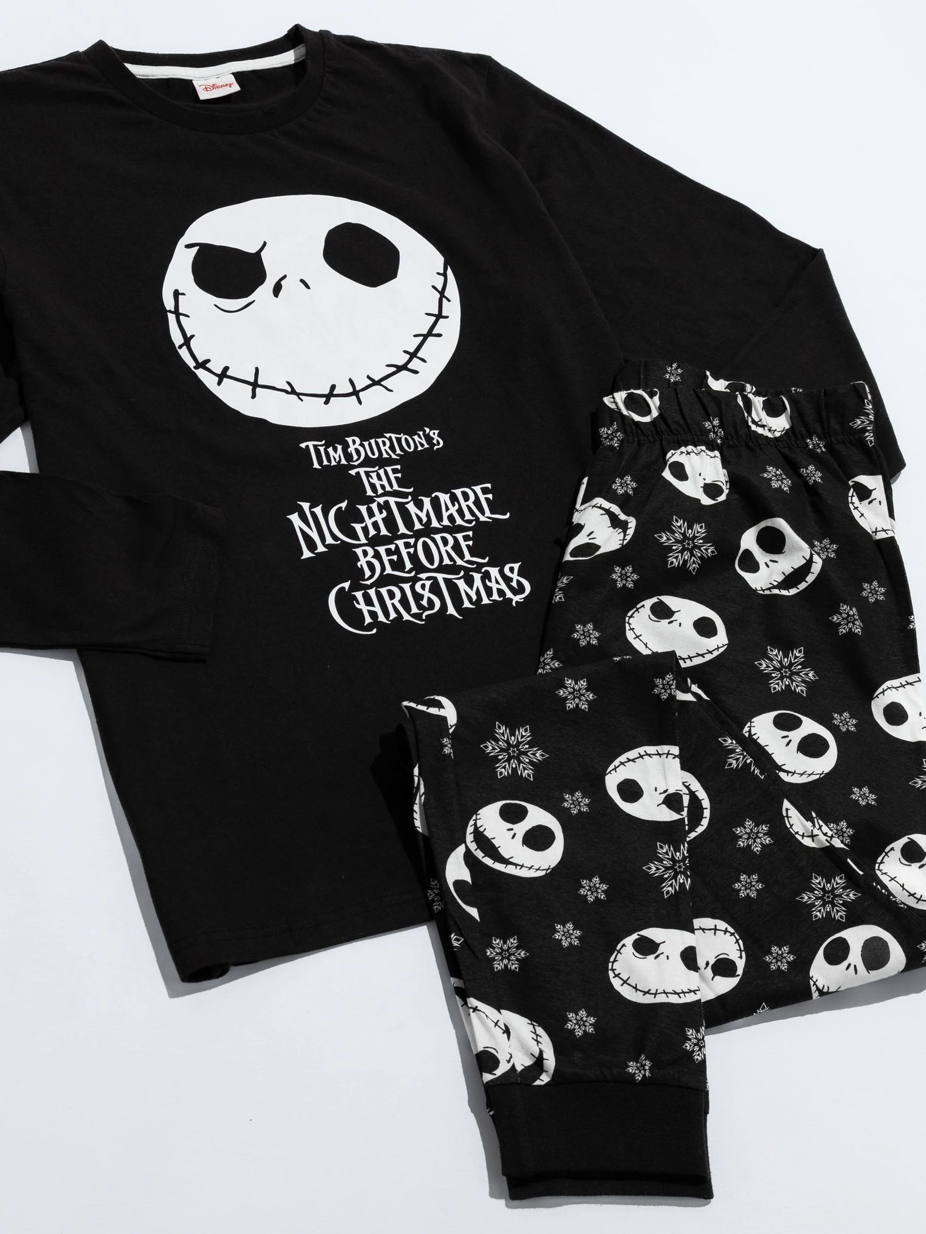 Zwart met print van 'Nightmare Before' - Vanilla Underground Disney The Nightmare Before Christmas meerkleurige damespyjama met lange mouwen en pijpen van 100% katoen