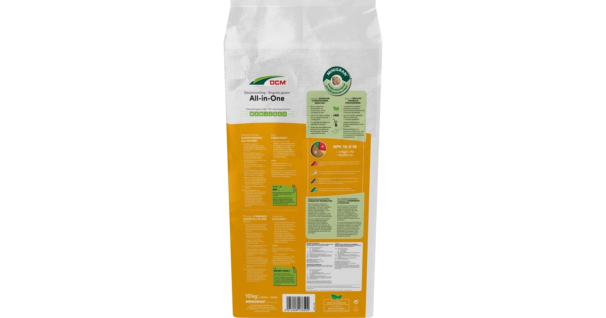 DCMGazonvoeding All-In-One 10 kg meststof  (Tot 200 m²)