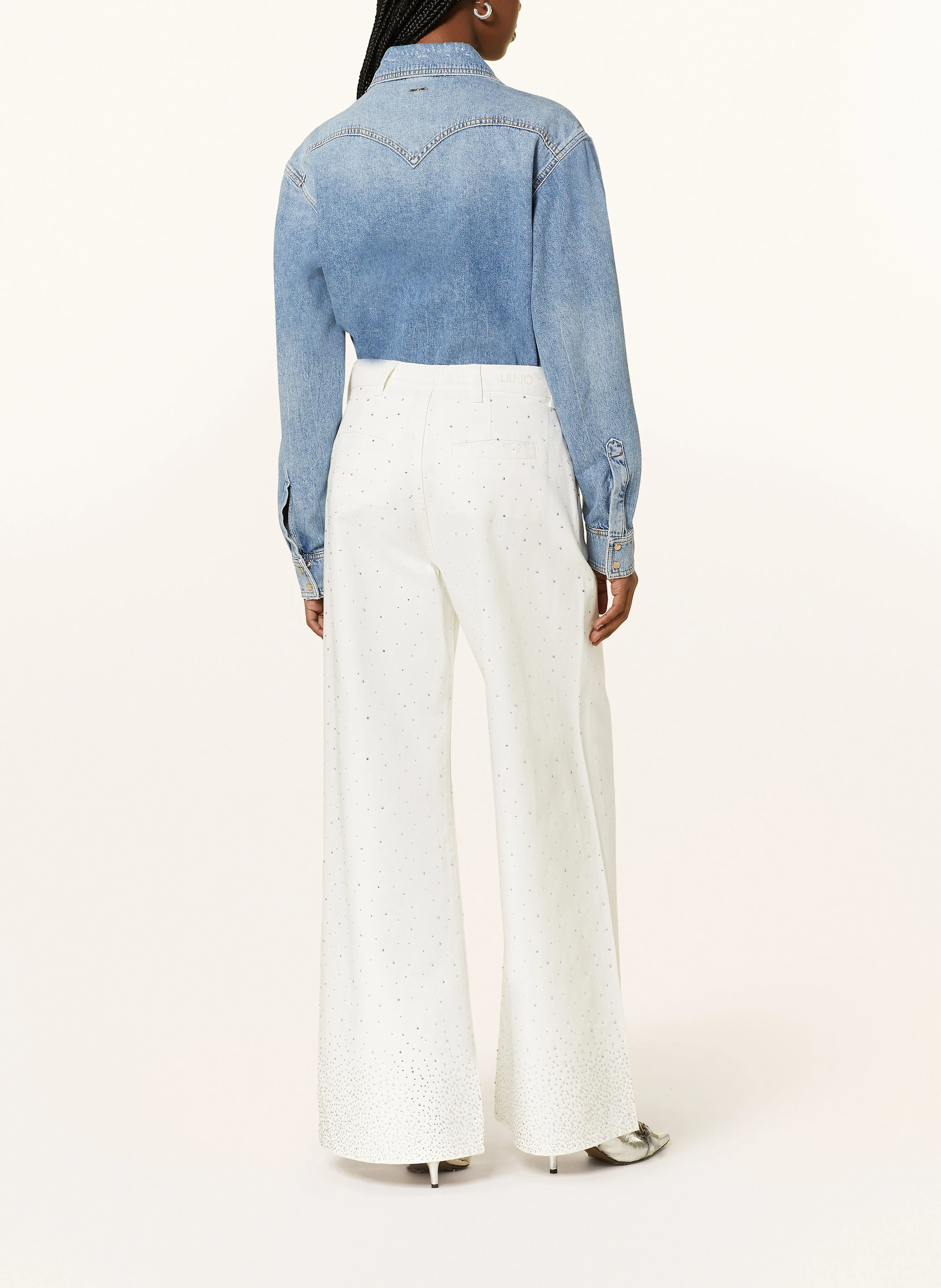 LIU JO Jeansbluse mit Schmucksteinen