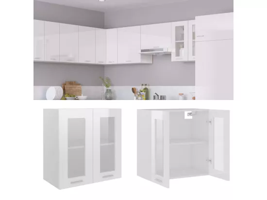 Armoire en verre suspendue Blanc brillant 60x31x60