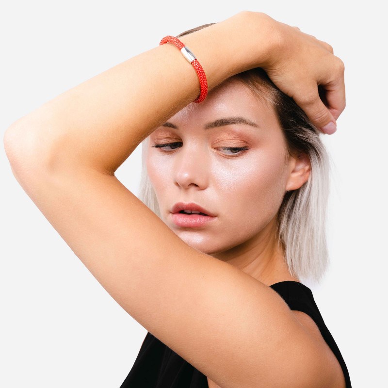 Bracelet Galuchat rouge