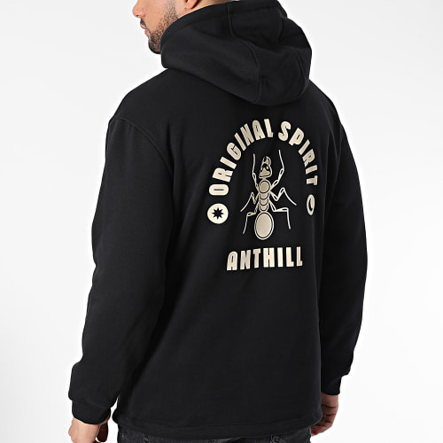Sweat Outdoor Col Zippé Original Spirit Noir Beige
