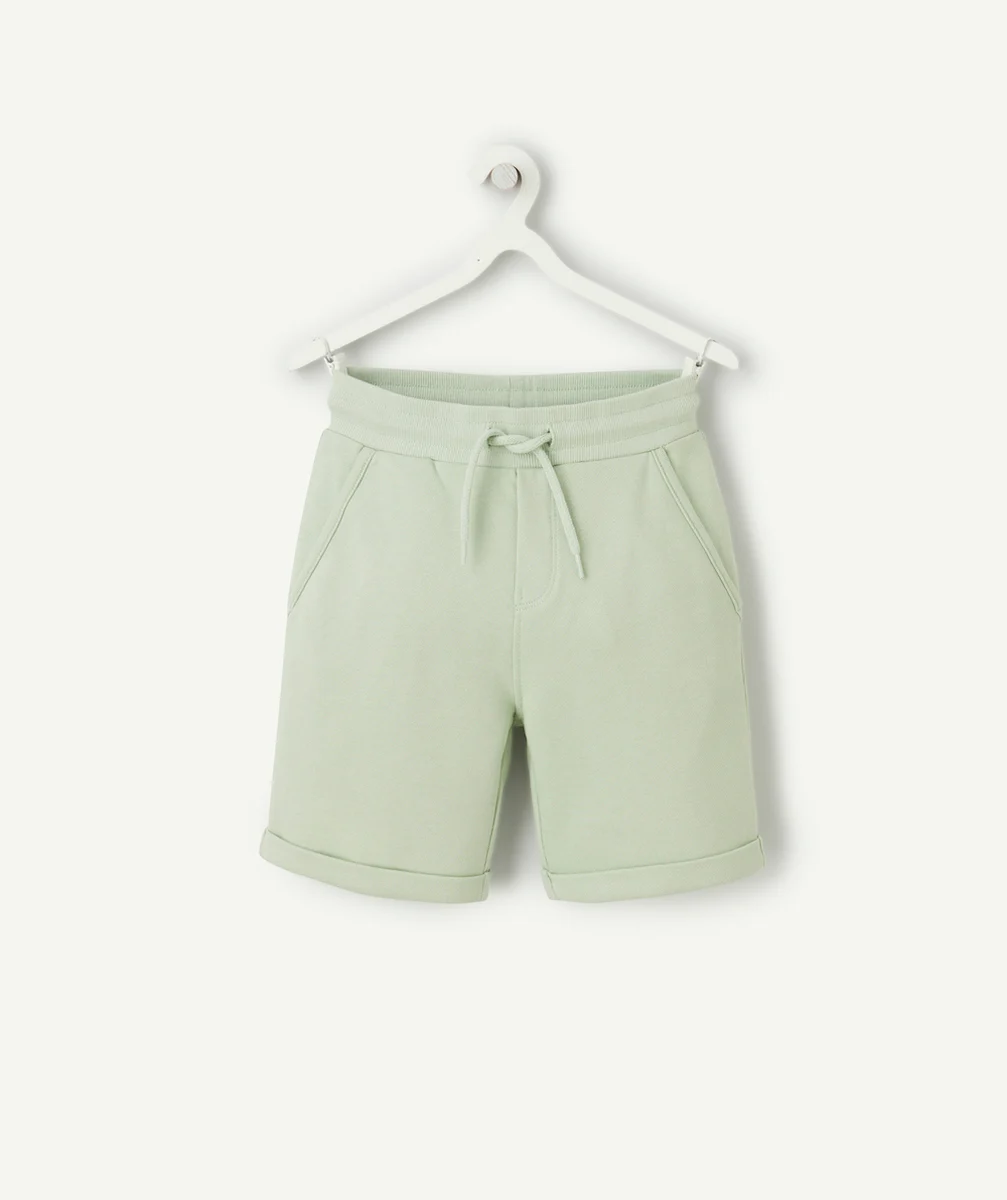 bermuda droit garçon en coton bio vert