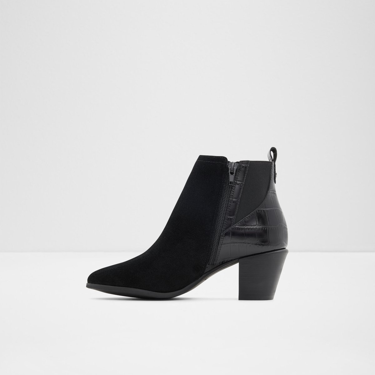 Savun Black Leather Mixed Material Women Chelsea boots