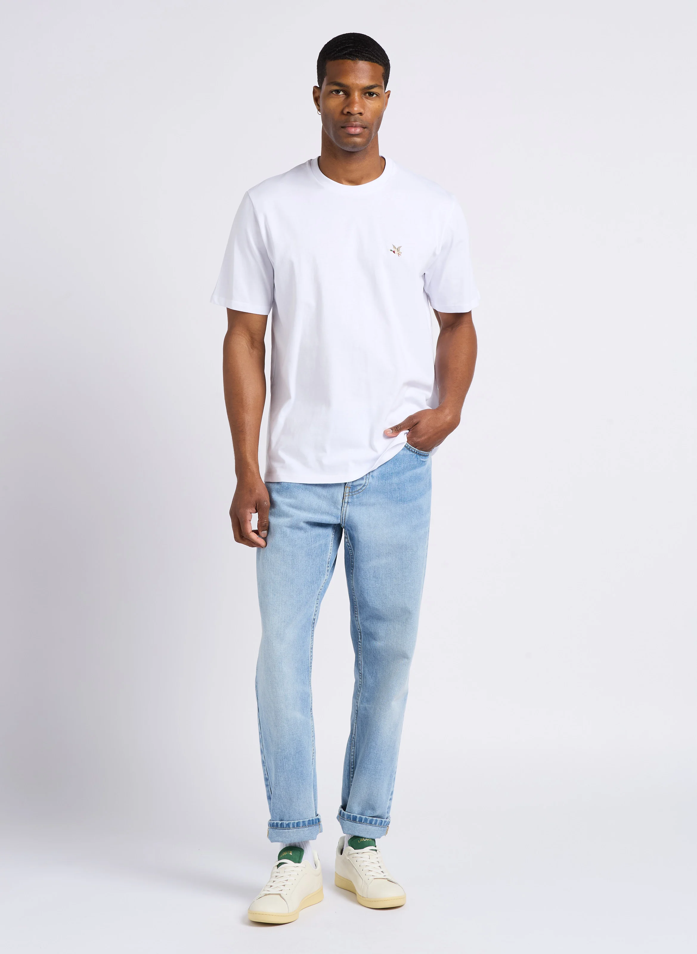 NEW T-TOG'S - Tee-shirt droit col rond brodé en coton | Blanc