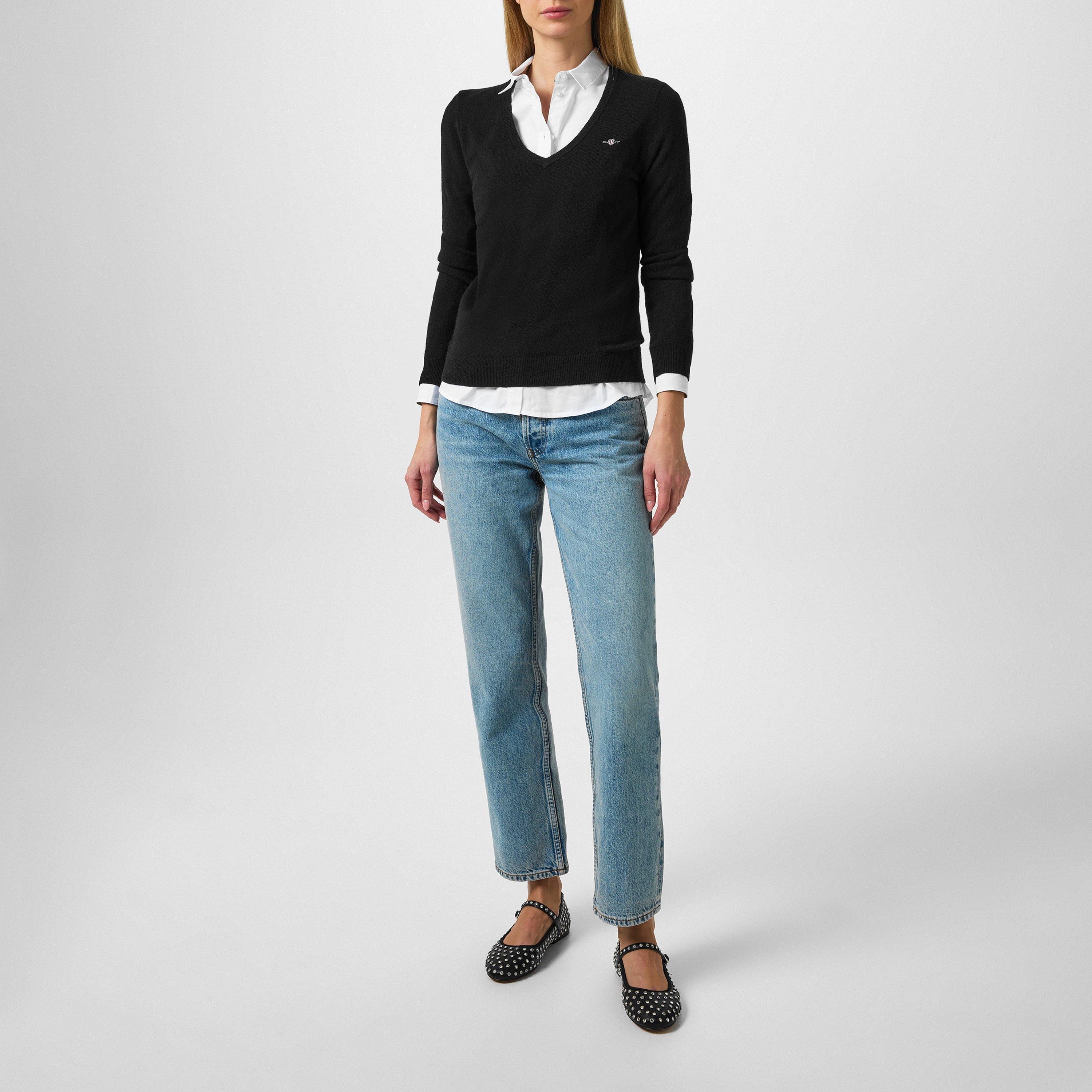 Gant EXTRAFINE LAMBSWOOL V-NECK CREAM S