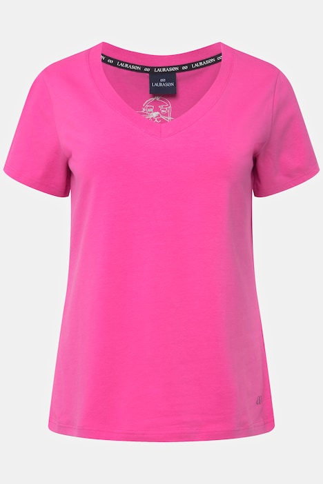 T-Shirt, kleiner Knoten Print, V-Ausschnitt, Halbarm, OEKO-TEX MIG