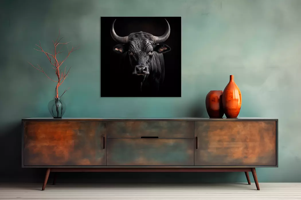 Wandbild 55 x 55 cm Black Bull I