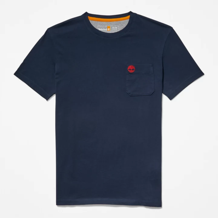 Camiseta masculina Dunstan River Pocket na cor azul marinho.