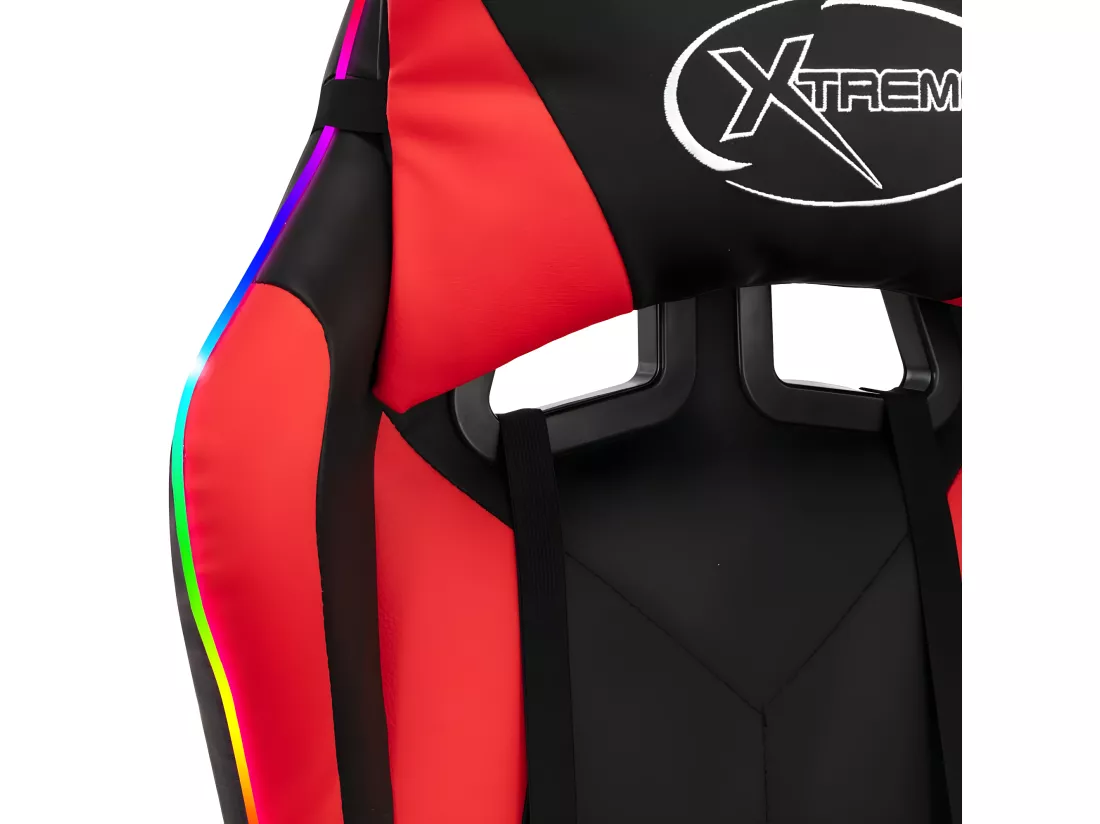 Fauteuil de jeux vidéo avec LED RVB Rouge et noir Similicuir