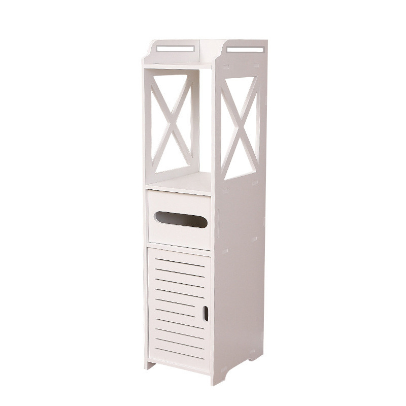 (80x15cm) 3in1 Holz Toiletten Papier Regal WC Papier Halterung mit Ablageflächen - Weiss