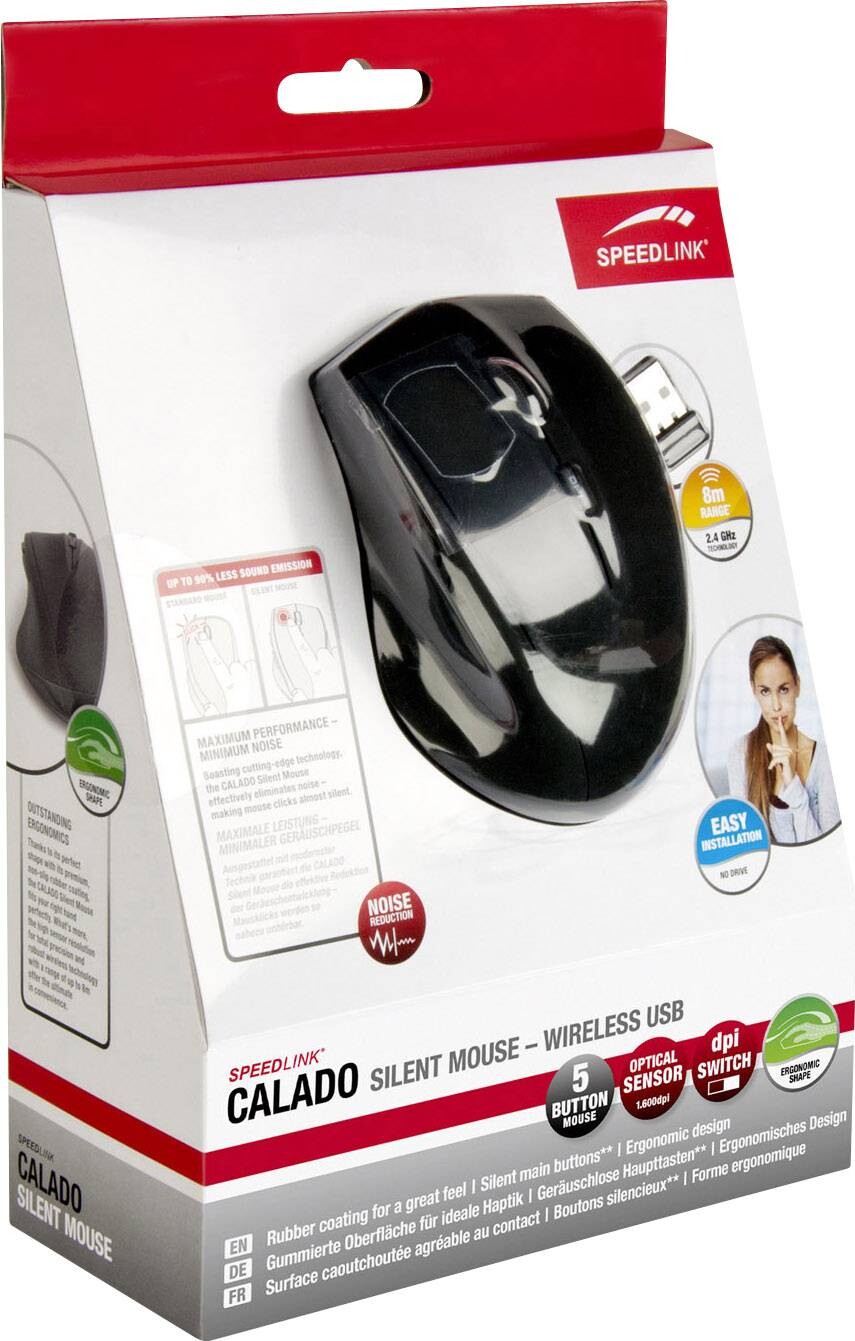 Speedlink - Trådløs Mus - Calado Silent - Optisk - 1600 Dpi - Sort