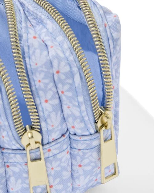 trousse double zip fleurs