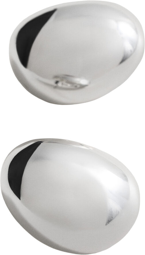 MANGO Round volume earrings Silver