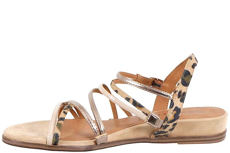TAMARIS SANDAL I BEIGE TEKSTIL MED LEOPARDPRINT