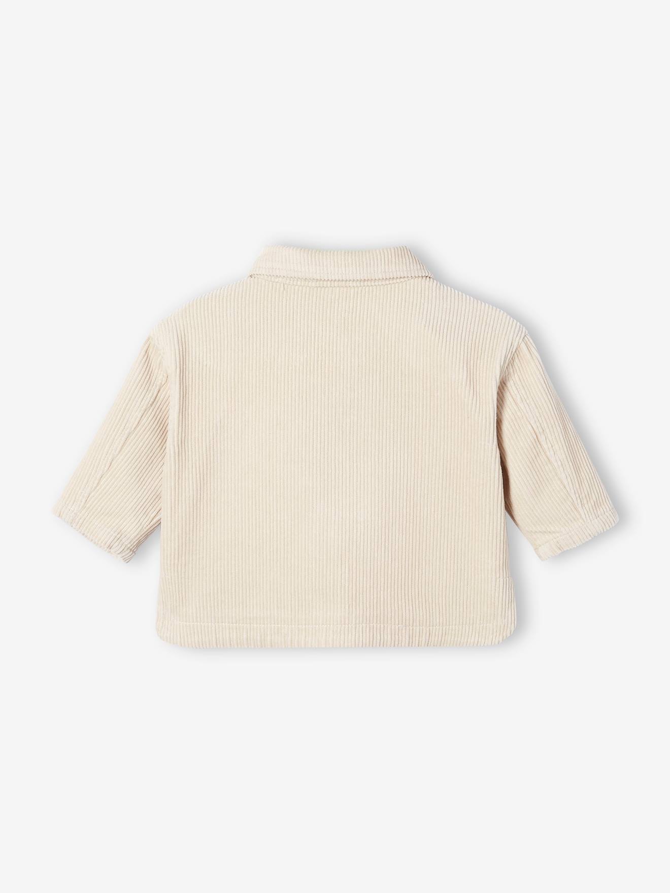 Camisa de bebê de veludo cotelê cru