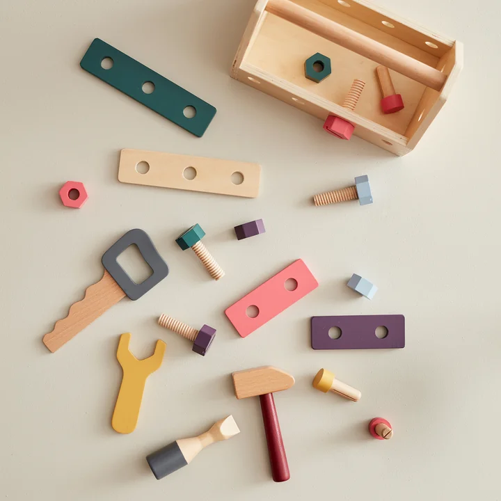 Kids Concept - Kid's Hub Werkzeugkiste mit Zubehör, bunt (21er-Set)