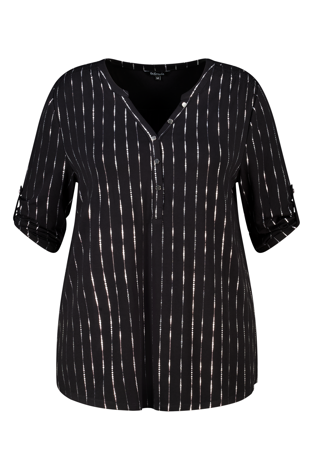 Top met print en foil print Zwart
