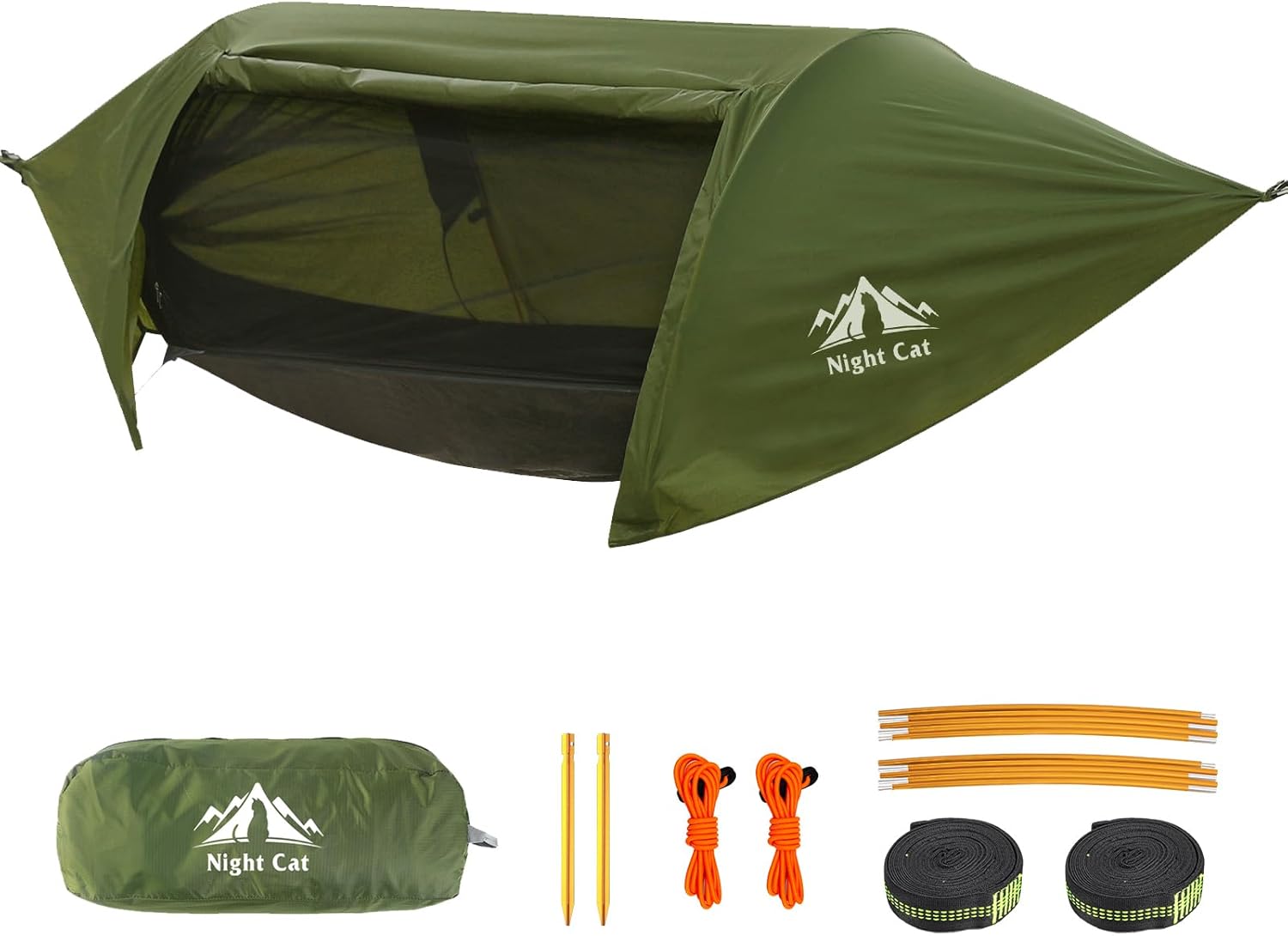 Night Cat Hängematte Zelt mit Moskitonetz wasserdichte Regenfliege Für 1 Person Wandern Camping im Garten Hinterhof Wilde