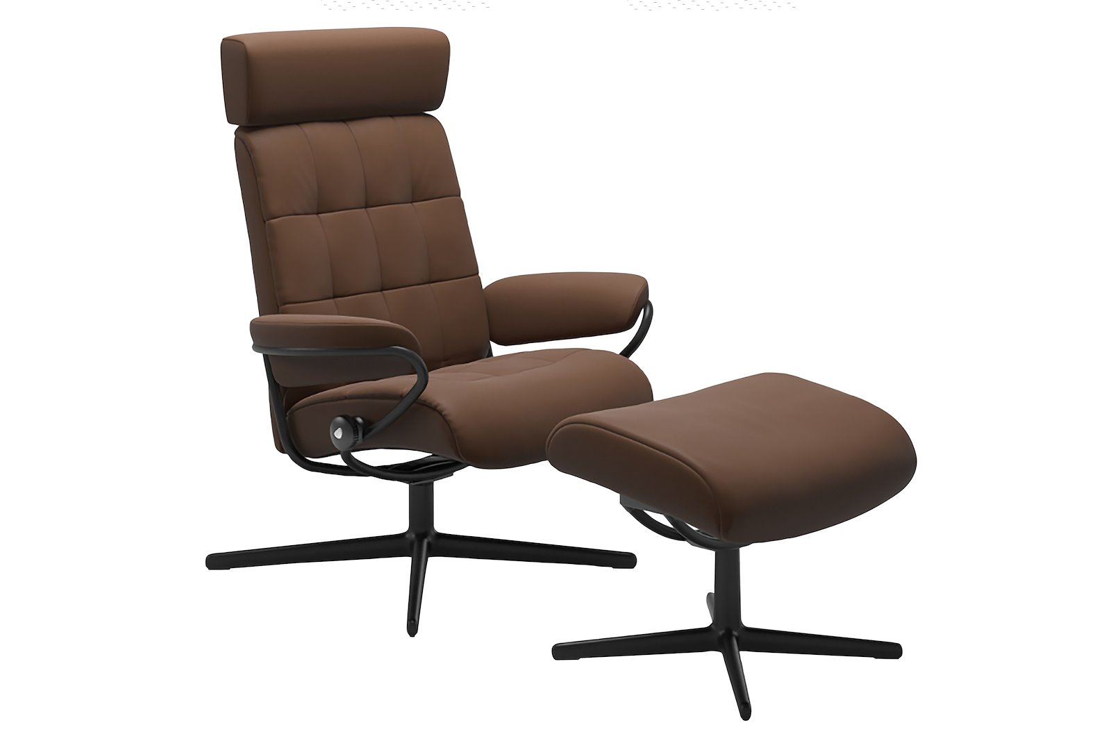 London lenestol m/krakk Med regulerbar nakkestøtte. Hud Batick Warm Brown med og sort Cross base. Medium