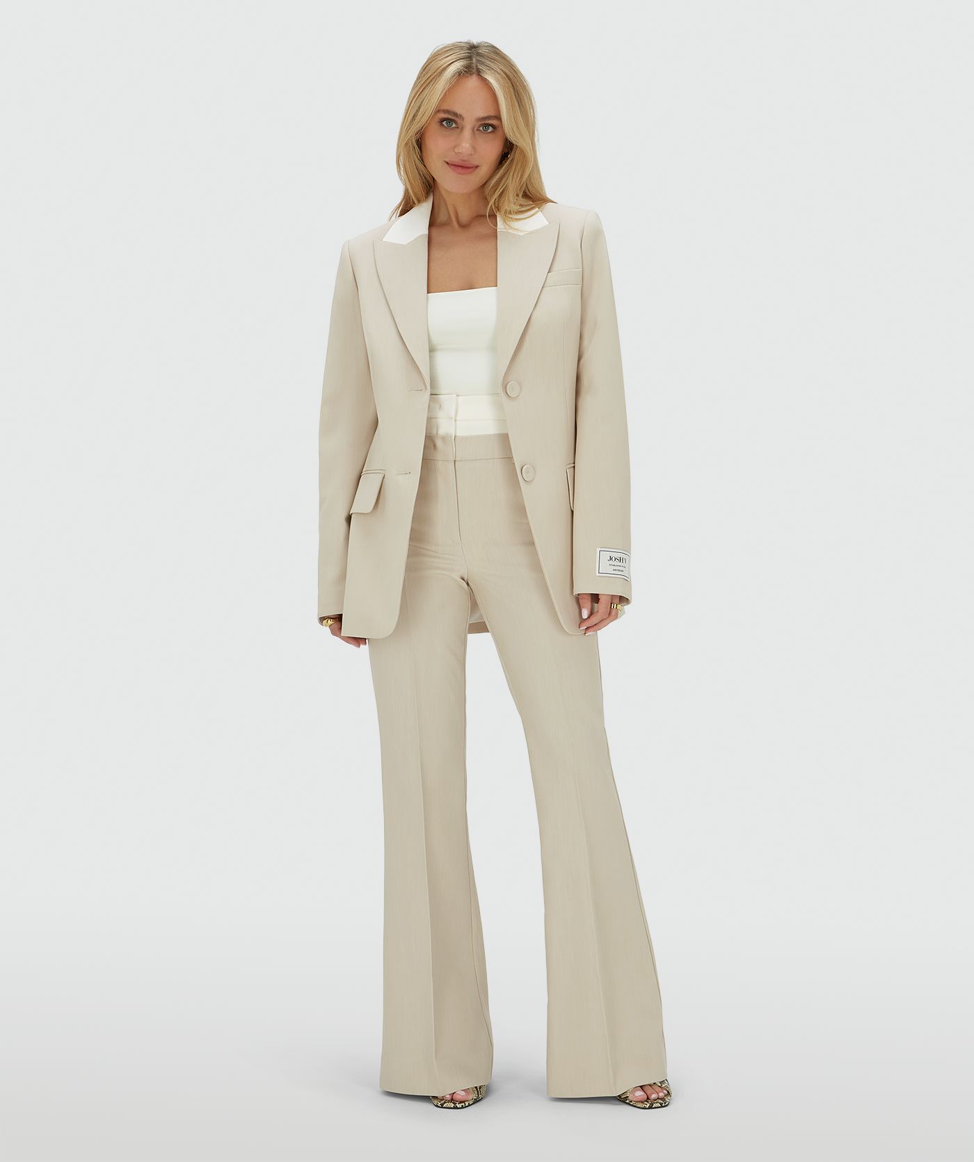 JV-NILA fitted blazer - ecru melange