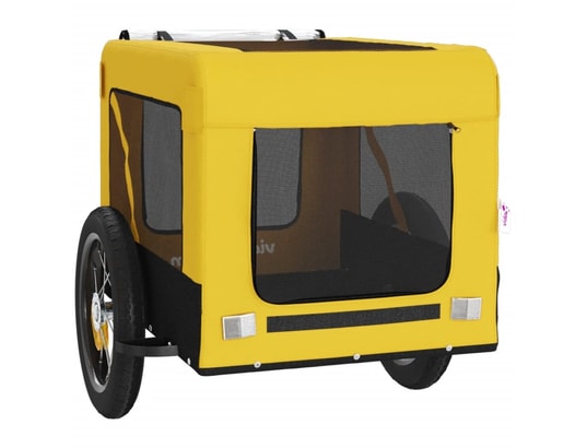 VIDAXL - Remorque de vélo pour chien jaune et noir tissu oxford et fe...